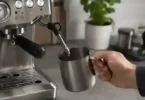 Breville Barista Express steam wand producing little or no steam into a milk pitcher