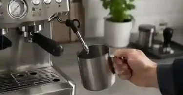 Breville Barista Express steam wand producing little or no steam into a milk pitcher