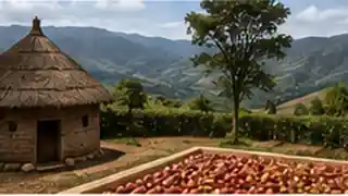 Ethiopian highland coffee landscape representing the origins and culture of Ethiopian coffee
